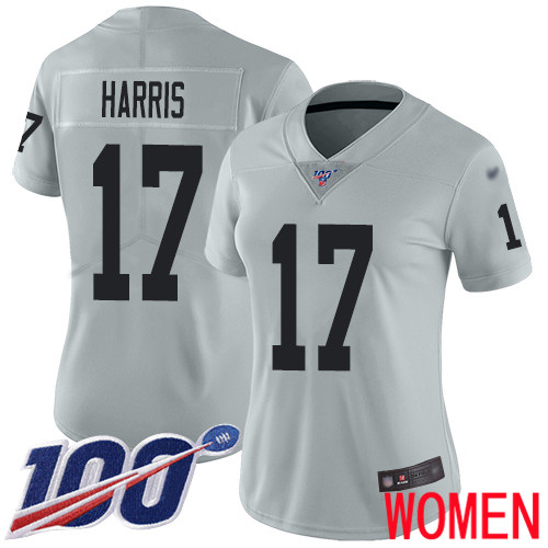 Oakland Raiders Limited Silver Women Dwayne Harris Jersey NFL Football #17 100th Season Inverted Jersey->youth nfl jersey->Youth Jersey
